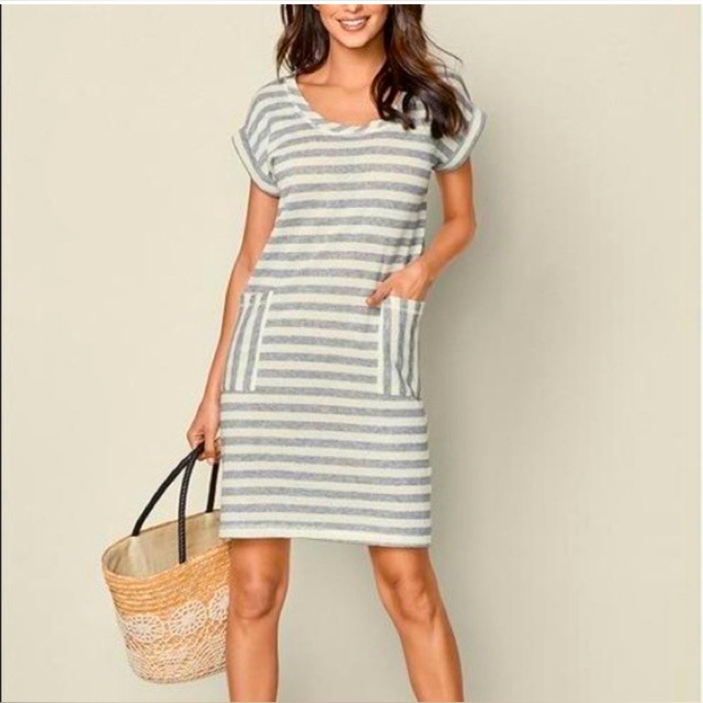 LOU & GREY for Loft Striped Cotton Dress NWT Size Small